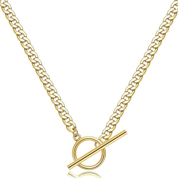 No Brand Jewelry - 🆕 Women Gold Toggle Clasp Necklace Fashion Chunky Trendy Cuban Gemstone Jewelry